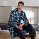 秋冬加厚法兰绒浴袍男保暖珊瑚绒简约格子睡袍冬季 秋鹿 高级感