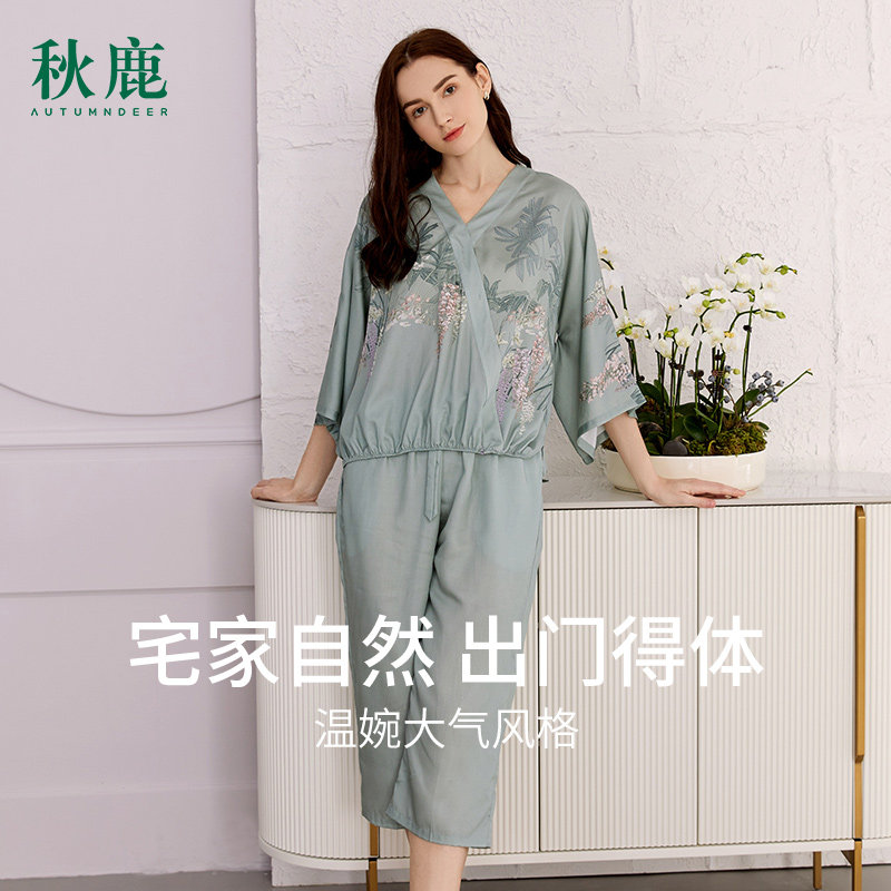 天丝梭织印花睡衣秋鹿
