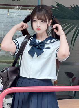 COSME【简夏】夏季新品学院风白色水手服减龄可爱甜美上衣