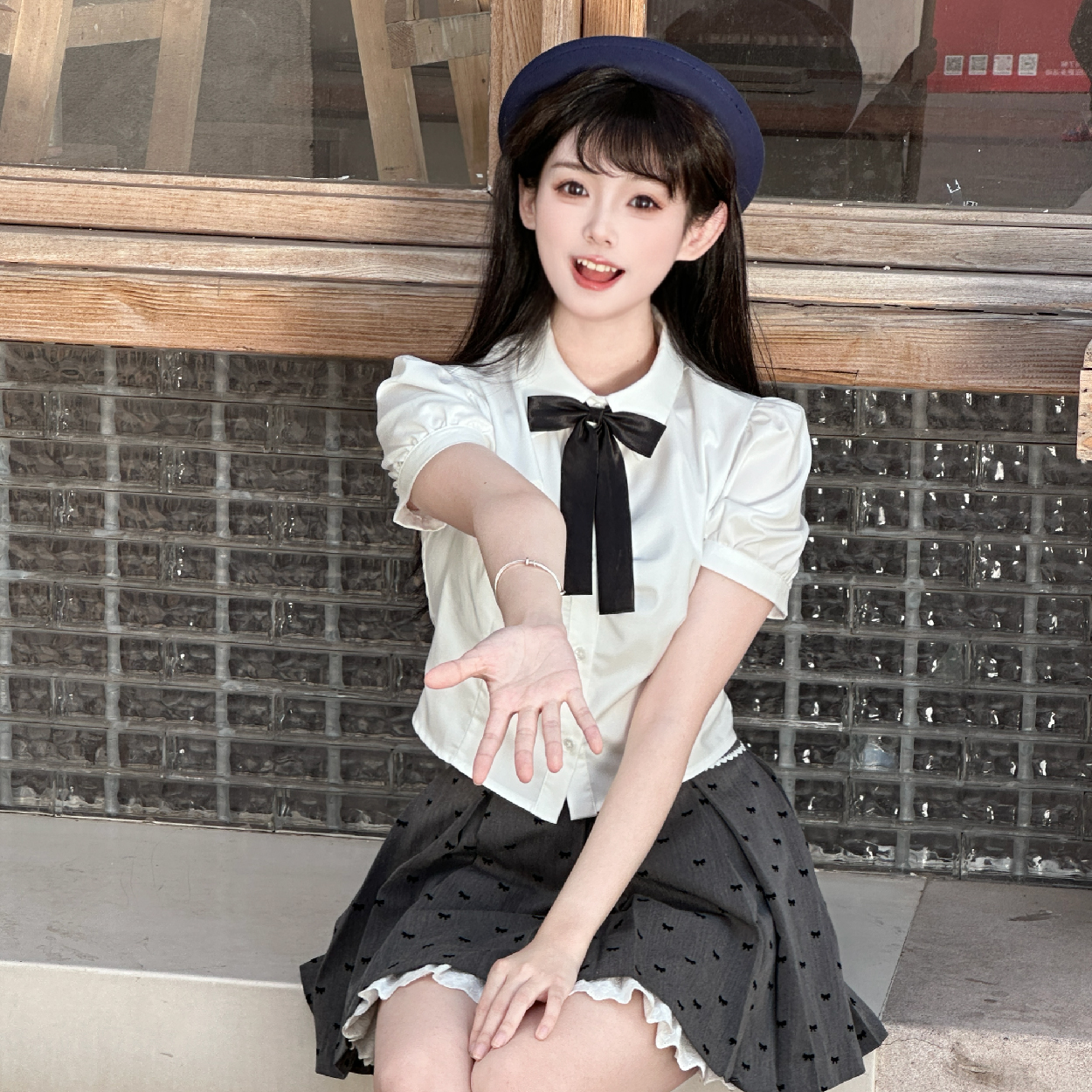 COSME【蝴蝶心语】新款原创女装灰色学院芭蕾风流行穿搭半身裙