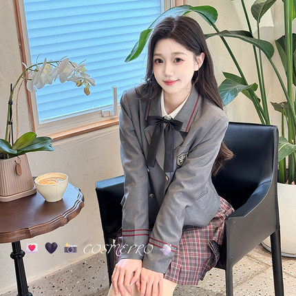 COSMEPRO【藤津高】学院风JK制服设计感西装早春灰色上衣外套