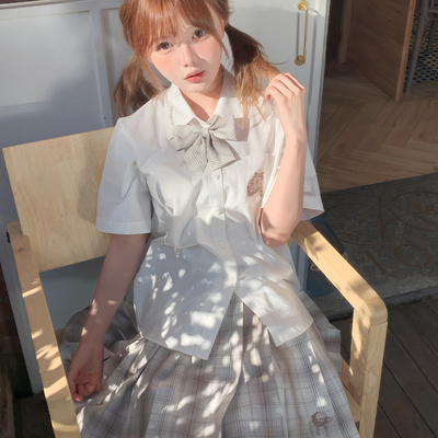 COSMEPRO原创【北凛中】格裙2024夏季新款奶茶色浅色格百搭浅棕色