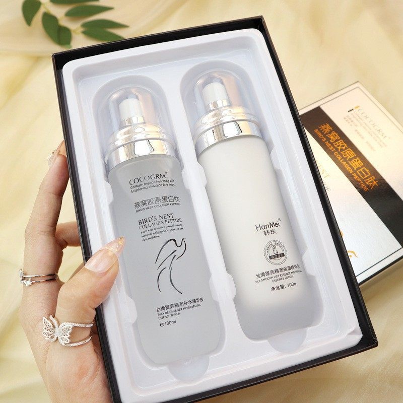 韩玫燕窝水乳两件套冻龄蛋白肽丝炫提亮金润组合装保湿补水精华