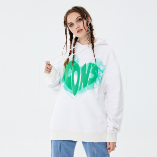 ICONSLAB联名SSUR PLUS字母烟雾爱心卫衣美式潮连帽帽衫秋装外套