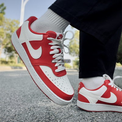 Nike Court Vision女子低帮经典复古白红运动休闲板鞋 DH3158-602