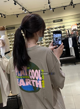 NIKE耐克情侣款春夏新款纯棉印花圆领透气短袖运动T恤 FB9812-133