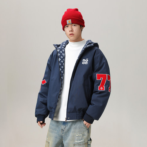 notears老花拼接派克棉服冬季