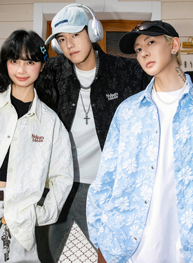 NOTEARS 重工花卉浮雕肌理感学院风情侣舒适宽松唐装衬衫男女同款