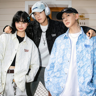 男女同款 衬衫 重工花卉浮雕肌理感学院风情侣舒适宽松唐装 NOTEARS