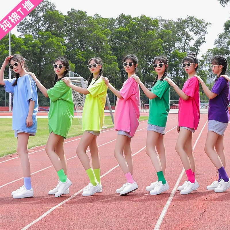团体糖果色t恤女短袖聚会班服