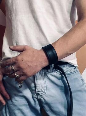 原创小众设计欧美情侣牛皮手环