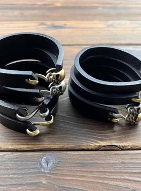 原创复古男女真皮手镯个性创意