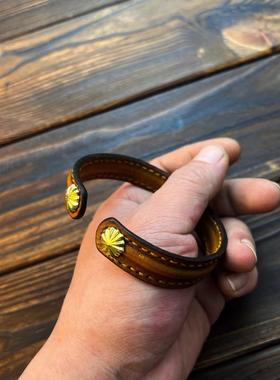 复古手镯真皮手环女式手链男款手腕饰品潮流小众时尚创意百搭原创