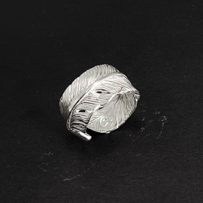 高桥吾郎纯银羽毛戒指