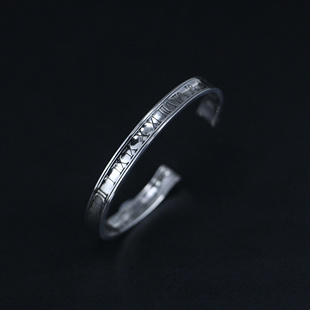 小周手作 Mad Graffiti罗马数字手镯925纯银开口手镯潮流时尚百搭