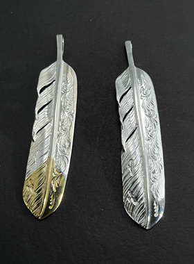 小周手作纯银唐草纹羽毛吊坠