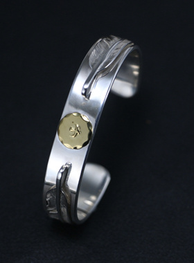 小周手作双羽毛点铜羽毛手镯