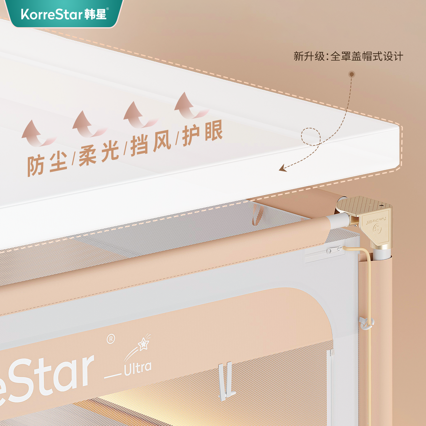 韩星2026新款全包床垫式防摔蚊帐防尘顶柔光布空调挡风遮尘灰家用