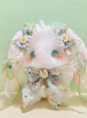 手作兔子玩偶兔包可斜跨双肩生日礼物浅绿色儿童玩具毛绒送礼公仔