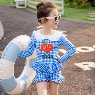 女童分体泳衣可爱卡通2026新款长袖防晒两件套可爱游泳玩水泡温泉