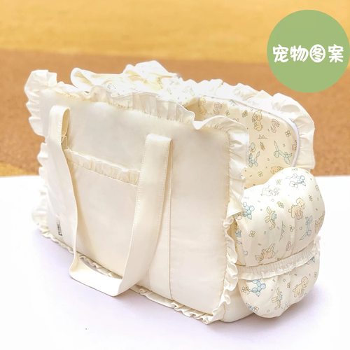 韩国宠物纯色荷叶边单肩手提包