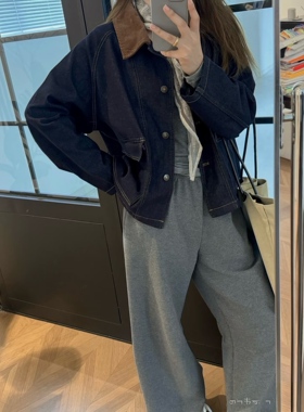 复古小众设计感时尚翻领拼接牛仔外套女宽松显瘦上衣柔软春季新款