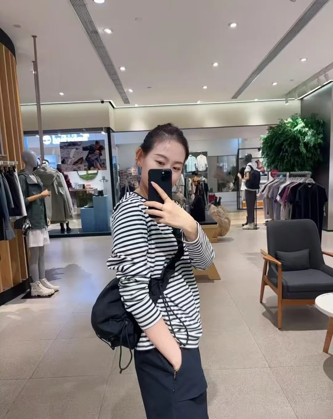 厚实毛圈～条纹针织衫棉春秋打底衫女款长袖柔软舒适