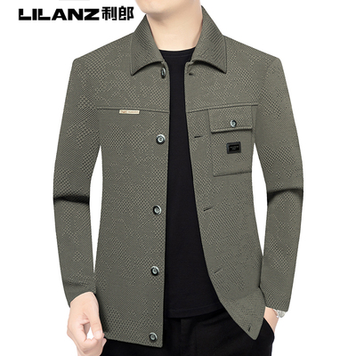 利郎商务男装中年男士抗皱夹克衫