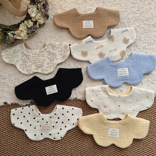 纯棉纱布花瓣婴儿口水巾ins韩版风波浪花朵宝宝口水巾360度造型小