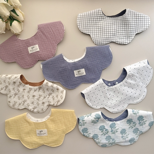 纯棉纱布花瓣婴儿口水巾ins韩版风波浪花朵宝宝口水巾360度造型