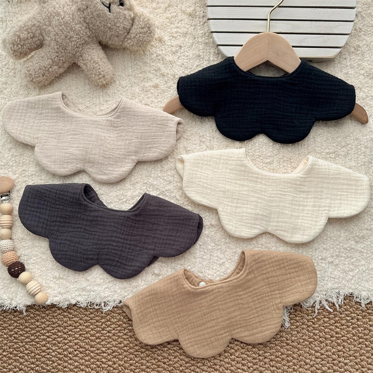 純棉紗布波浪花邊韓系圍嘴口水巾