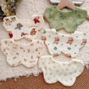 夏季薄款新生婴儿双面纯棉纱宝宝围嘴花瓣360度可旋转口水巾