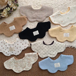 纯棉纱布花瓣婴儿口水巾ins韩版风波浪花朵宝宝口水巾360度造型小