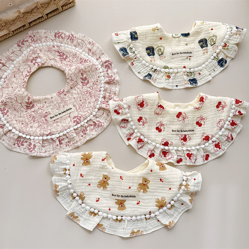 ins韩系宝宝纱布口水巾围兜围嘴