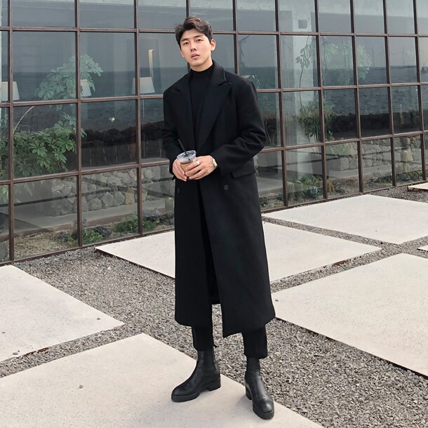 超长毛呢大衣男长款过膝英伦风韩版潮流冬季加厚风衣双面羊绒外套