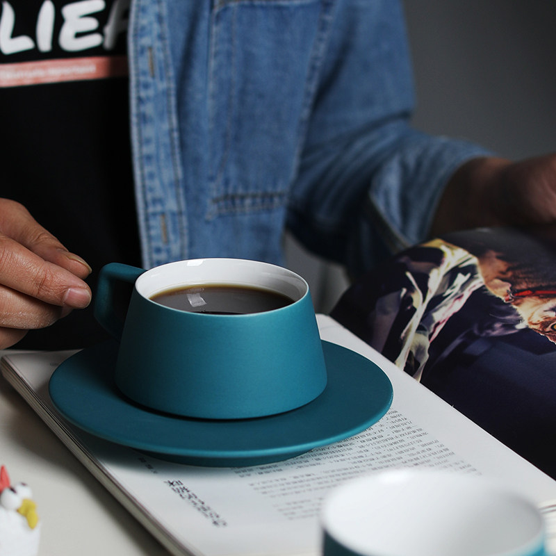 半糖生活 景德镇手工制作孔雀绿马克杯咖啡杯水杯陶瓷纯色杯