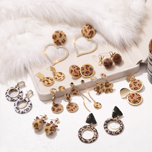 豹纹耳环圈个性耳坠