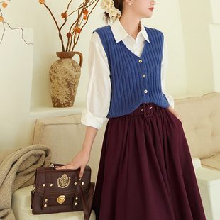 南法白衬衫 百搭通勤极简宽松衬衫 长袖 纯棉法式 针织马甲 版 弥爱