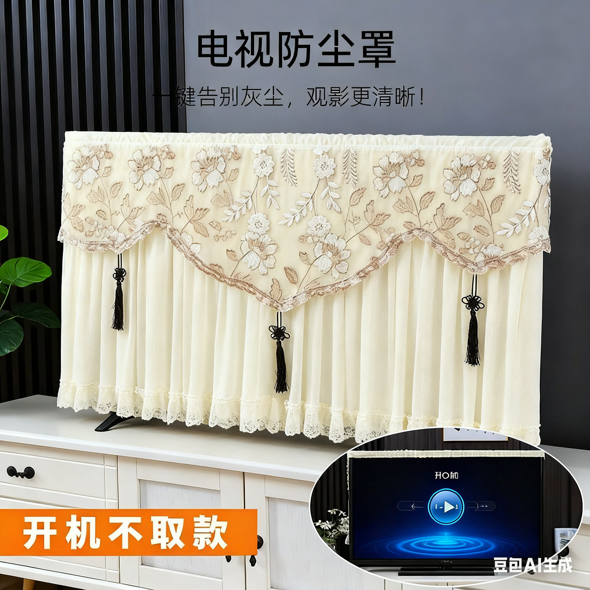 电视机防尘帘罩套盖巾2025新款65寸台式电视布挂式曲面液晶盖布
