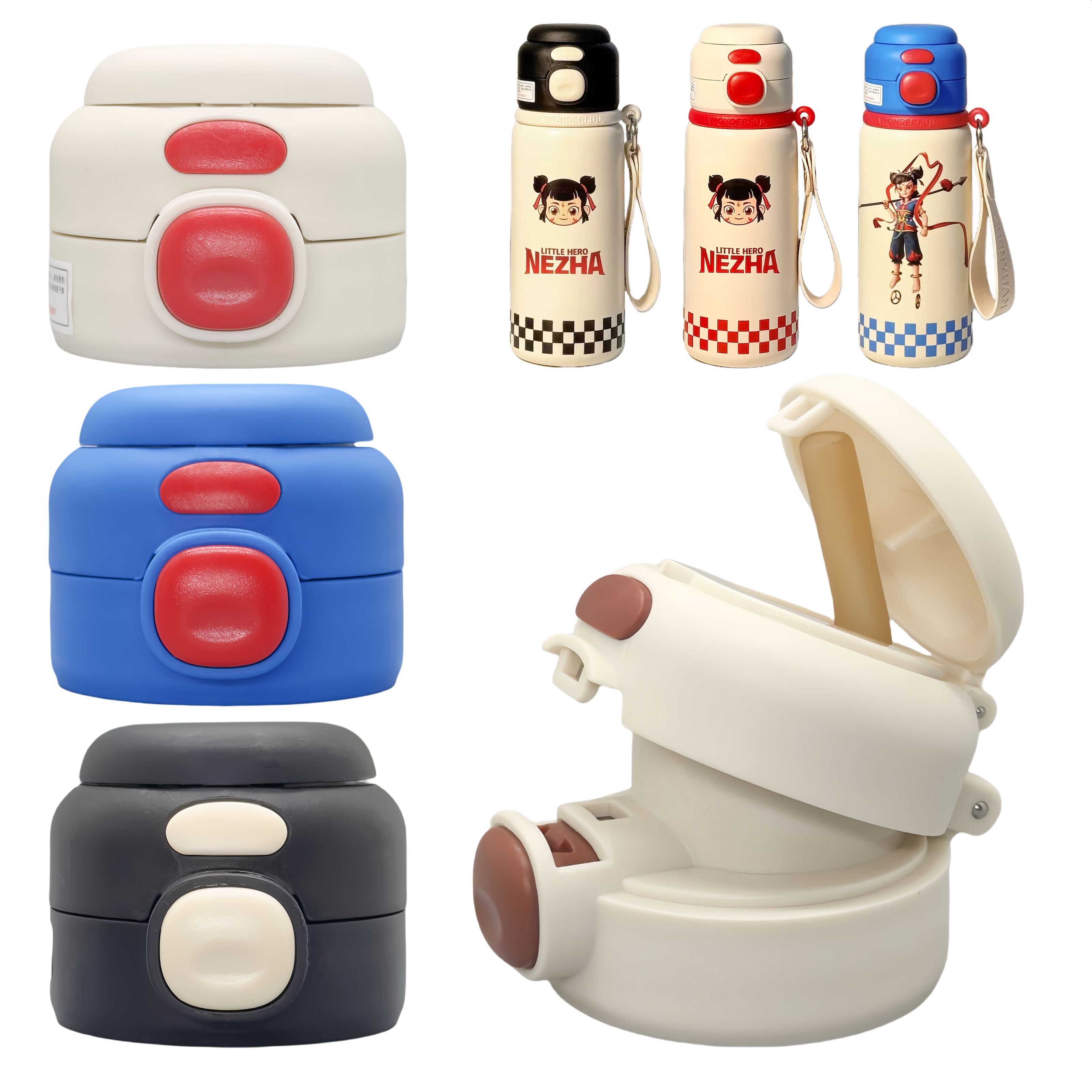 挪吒儿童保温杯杯盖双饮盖子吸嘴