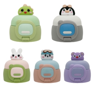 儿童保温杯杯盖盖子可爱硅胶水壶卡通公仔吸管杯配件吸嘴吸管锁扣