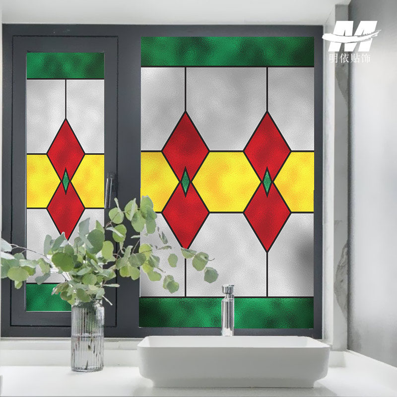 满洲窗玻璃贴复古怀旧山庄酒店民宿卫生间磨砂窗花纸静电背胶岭南