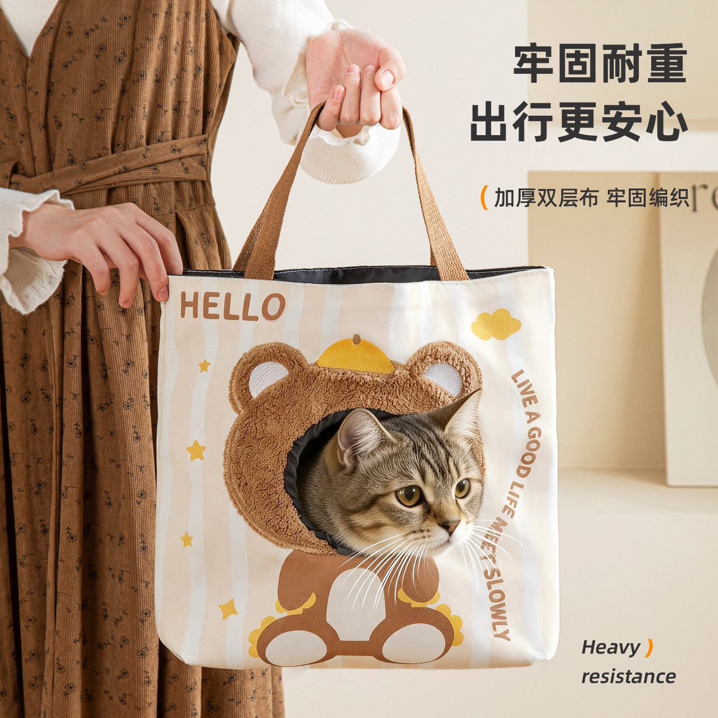 猫包外出便携轻便款小型宠物露头斜挎卡通手提帆布透气狗包大容量