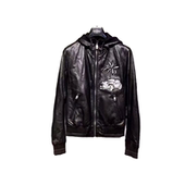 RC欧货 D家风格 带帽休闲度假夹克真皮皮衣男汽车树绣标连帽外套