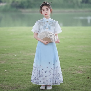 高端女童明制马面裙套装儿童汉服古装国风新中式唐装春夏2026新款