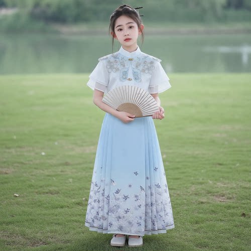 高端女童明制马面裙套装儿童汉服古装国风新中式唐装春夏2026新款