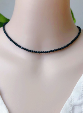 天然黑尖晶锁骨链原创DIY项圈简约ins风时尚项链情人节生日礼物