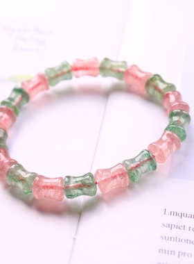 清仓处理草莓晶手链红绿草莓晶手链桶珠手链