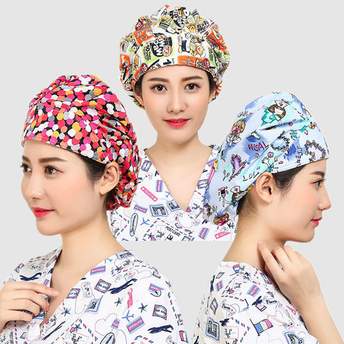 女士长发可调节纯棉工作帽
