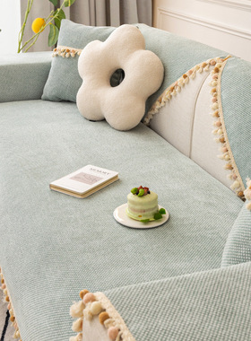 新款ins风网红编织纹理沙发垫四季通用防滑坐垫子沙发套罩靠背巾